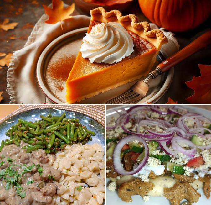 Pilz Stroganoff an hausgemachten Dinkel Knöpfle, Lupinen-Seitan-Gyros
