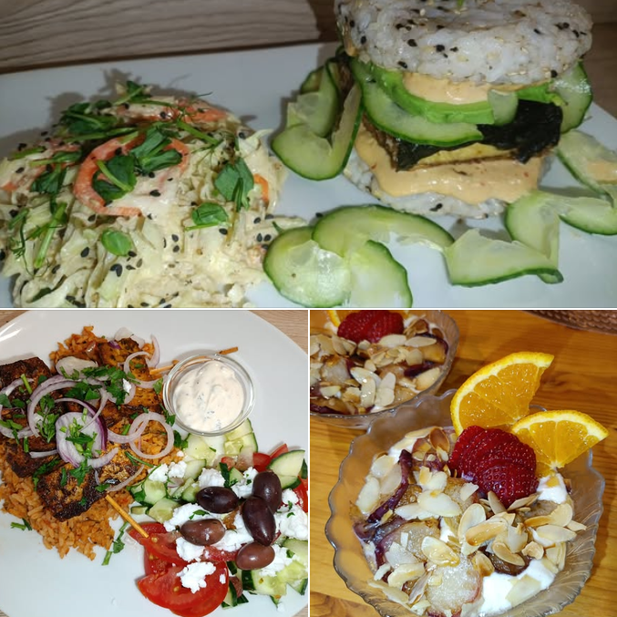Soyflaki, Pfirsich auf American Cheeze Cream, Zen Burger